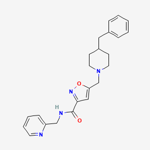 molecular formula C23H26N4O2 B5968868 5-[(4-benzyl-1-piperidinyl)methyl]-N-(2-pyridinylmethyl)-3-isoxazolecarboxamide 