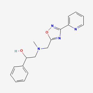 molecular formula C17H18N4O2 B5968896 2-(methyl{[3-(2-pyridinyl)-1,2,4-oxadiazol-5-yl]methyl}amino)-1-phenylethanol 
