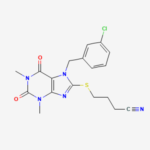 4-{[7-(3-chlorobenzyl)-1,3-dimethyl-2,6-dioxo-2,3,6,7-tetrahydro-1H-purin-8-yl]thio}butanenitrile