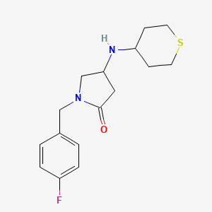 molecular formula C16H21FN2OS B5968979 1-(4-fluorobenzyl)-4-(tetrahydro-2H-thiopyran-4-ylamino)-2-pyrrolidinone 