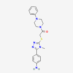 4-(4-methyl-5-{[2-oxo-2-(4-phenyl-1-piperazinyl)ethyl]thio}-4H-1,2,4-triazol-3-yl)aniline