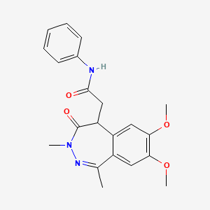 molecular formula C21H23N3O4 B5969041 2-(7,8-dimethoxy-1,3-dimethyl-4-oxo-4,5-dihydro-3H-2,3-benzodiazepin-5-yl)-N-phenylacetamide 