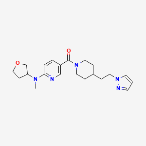 molecular formula C21H29N5O2 B5969053 N-methyl-5-({4-[2-(1H-pyrazol-1-yl)ethyl]-1-piperidinyl}carbonyl)-N-(tetrahydro-3-furanyl)-2-pyridinamine 