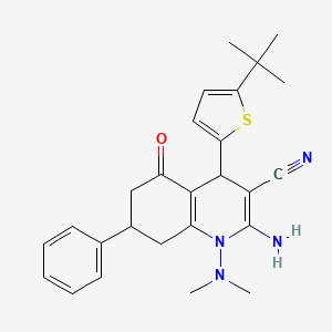 molecular formula C26H30N4OS B5969068 2-amino-4-(5-tert-butyl-2-thienyl)-1-(dimethylamino)-5-oxo-7-phenyl-1,4,5,6,7,8-hexahydroquinoline-3-carbonitrile 