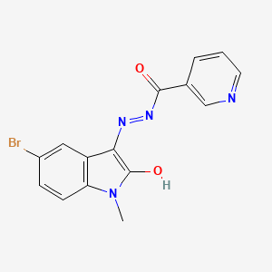 molecular formula C15H11BrN4O2 B5969091 N'-(5-bromo-1-methyl-2-oxo-1,2-dihydro-3H-indol-3-ylidene)nicotinohydrazide 