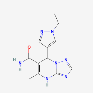 molecular formula C12H15N7O B5969100 7-(1-ethyl-1H-pyrazol-4-yl)-5-methyl-4,7-dihydro[1,2,4]triazolo[1,5-a]pyrimidine-6-carboxamide 