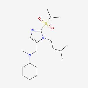 molecular formula C19H35N3O2S B5969107 N-{[2-(isopropylsulfonyl)-1-(3-methylbutyl)-1H-imidazol-5-yl]methyl}-N-methylcyclohexanamine 