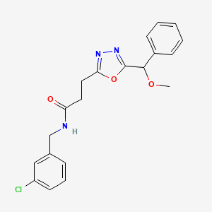 molecular formula C20H20ClN3O3 B5969109 N-(3-chlorobenzyl)-3-{5-[methoxy(phenyl)methyl]-1,3,4-oxadiazol-2-yl}propanamide 