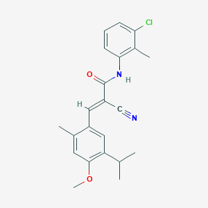 molecular formula C22H23ClN2O2 B5969111 N-(3-chloro-2-methylphenyl)-2-cyano-3-(5-isopropyl-4-methoxy-2-methylphenyl)acrylamide 