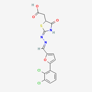 [2-({[5-(2,3-dichlorophenyl)-2-furyl]methylene}hydrazono)-4-oxo-1,3-thiazolidin-5-yl]acetic acid