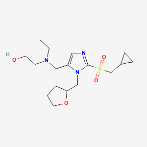 molecular formula C17H29N3O4S B5969123 2-[{[2-[(cyclopropylmethyl)sulfonyl]-1-(tetrahydro-2-furanylmethyl)-1H-imidazol-5-yl]methyl}(ethyl)amino]ethanol 