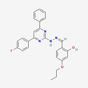 molecular formula C26H23FN4O2 B5969129 2-hydroxy-4-propoxybenzaldehyde [4-(4-fluorophenyl)-6-phenyl-2-pyrimidinyl]hydrazone 