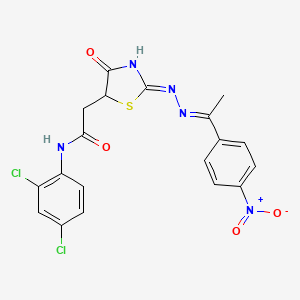 N-(2,4-dichlorophenyl)-2-(4-hydroxy-2-{[1-(4-nitrophenyl)ethylidene]hydrazono}-2,5-dihydro-1,3-thiazol-5-yl)acetamide