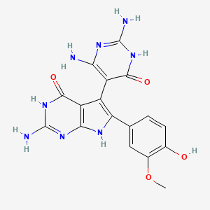 2-amino-5-(2,4-diamino-6-oxo-1,6-dihydropyrimidin-5-yl)-6-(4-hydroxy-3-methoxyphenyl)-3,7-dihydro-4H-pyrrolo[2,3-d]pyrimidin-4-one