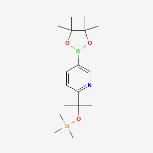 molecular formula C17H30BNO3Si B596920 5-(4,4,5,5-Tetramethyl-1,3,2-dioxaborolan-2-yl)-2-(2-((trimethylsilyl)oxy)propan-2-yl)pyridine CAS No. 1228014-10-5