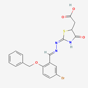 (2-{[2-(benzyloxy)-5-bromobenzylidene]hydrazono}-4-oxo-1,3-thiazolidin-5-yl)acetic acid