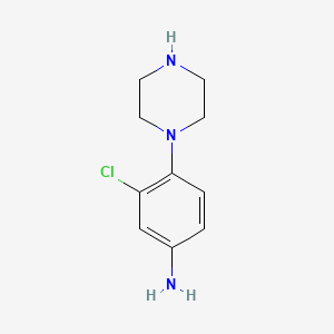 molecular formula C10H14ClN3 B596926 3-Chloro-4-(piperazin-1-yl)aniline CAS No. 1225221-12-4