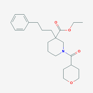 molecular formula C23H33NO4 B5969296 ethyl 3-(3-phenylpropyl)-1-(tetrahydro-2H-pyran-4-ylcarbonyl)-3-piperidinecarboxylate 