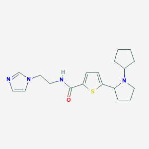 molecular formula C19H26N4OS B5969303 5-(1-cyclopentyl-2-pyrrolidinyl)-N-[2-(1H-imidazol-1-yl)ethyl]-2-thiophenecarboxamide 