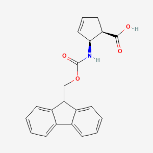 molecular formula C21H19NO4 B596934 顺式-2-(((9H-芴-9-基)甲氧羰基氨基)环戊-3-烯-1-羧酸 CAS No. 1212278-30-2