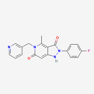 molecular formula C19H15FN4O2 B5969365 2-(4-fluorophenyl)-4-methyl-5-(3-pyridinylmethyl)-1H-pyrazolo[4,3-c]pyridine-3,6(2H,5H)-dione 