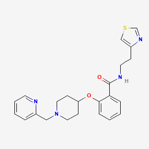 molecular formula C23H26N4O2S B5969386 2-{[1-(2-pyridinylmethyl)-4-piperidinyl]oxy}-N-[2-(1,3-thiazol-4-yl)ethyl]benzamide 