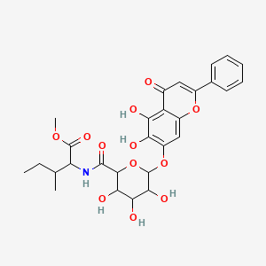 molecular formula C28H31NO12 B5969411 methyl 2-[({6-[(5,6-dihydroxy-4-oxo-2-phenyl-4H-chromen-7-yl)oxy]-3,4,5-trihydroxytetrahydro-2H-pyran-2-yl}carbonyl)amino]-3-methylpentanoate 