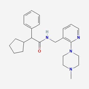 molecular formula C24H32N4O B5969415 2-cyclopentyl-N-{[2-(4-methyl-1-piperazinyl)-3-pyridinyl]methyl}-2-phenylacetamide 