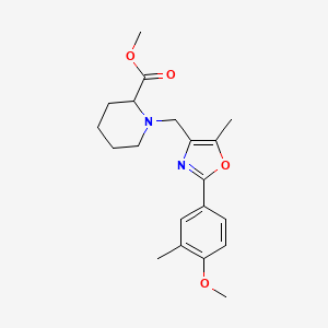 molecular formula C20H26N2O4 B5969475 methyl 1-{[2-(4-methoxy-3-methylphenyl)-5-methyl-1,3-oxazol-4-yl]methyl}-2-piperidinecarboxylate 