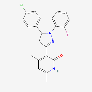 molecular formula C22H19ClFN3O B5969508 3-[5-(4-chlorophenyl)-1-(2-fluorophenyl)-4,5-dihydro-1H-pyrazol-3-yl]-4,6-dimethylpyridin-2(1H)-one 