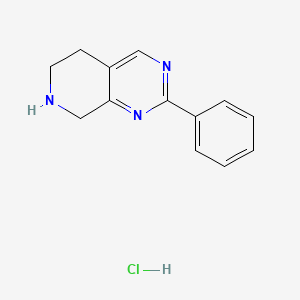 molecular formula C13H14ClN3 B596953 2-Phenyl-5,6,7,8-tetrahydropyrido[3,4-d]pyrimidine hydrochloride CAS No. 1260772-91-5