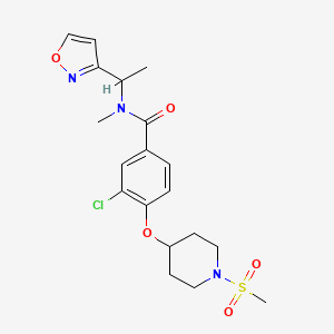 molecular formula C19H24ClN3O5S B5969537 3-chloro-N-[1-(3-isoxazolyl)ethyl]-N-methyl-4-{[1-(methylsulfonyl)-4-piperidinyl]oxy}benzamide 