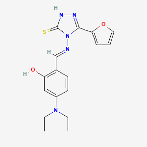 molecular formula C17H19N5O2S B5969577 5-(diethylamino)-2-({[3-(2-furyl)-5-mercapto-4H-1,2,4-triazol-4-yl]imino}methyl)phenol 