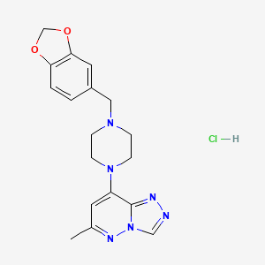 molecular formula C18H21ClN6O2 B5969616 8-[4-(1,3-benzodioxol-5-ylmethyl)piperazin-1-yl]-6-methyl[1,2,4]triazolo[4,3-b]pyridazine hydrochloride 