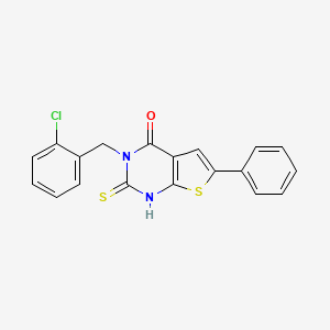 molecular formula C19H13ClN2OS2 B5969624 3-(2-chlorobenzyl)-2-mercapto-6-phenylthieno[2,3-d]pyrimidin-4(3H)-one 