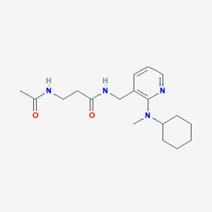 molecular formula C18H28N4O2 B5969630 N~3~-acetyl-N~1~-({2-[cyclohexyl(methyl)amino]-3-pyridinyl}methyl)-beta-alaninamide 