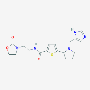 molecular formula C18H23N5O3S B5969633 5-[1-(1H-imidazol-4-ylmethyl)-2-pyrrolidinyl]-N-[2-(2-oxo-1,3-oxazolidin-3-yl)ethyl]-2-thiophenecarboxamide 
