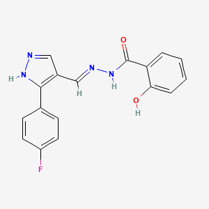 molecular formula C17H13FN4O2 B5969651 N'-{[3-(4-fluorophenyl)-1H-pyrazol-4-yl]methylene}-2-hydroxybenzohydrazide 