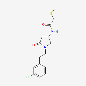 molecular formula C15H19ClN2O2S B5969683 N-{1-[2-(3-chlorophenyl)ethyl]-5-oxo-3-pyrrolidinyl}-2-(methylthio)acetamide 