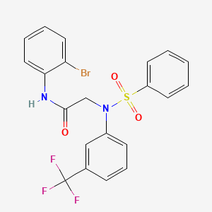molecular formula C21H16BrF3N2O3S B5969685 N~1~-(2-bromophenyl)-N~2~-(phenylsulfonyl)-N~2~-[3-(trifluoromethyl)phenyl]glycinamide 