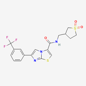 molecular formula C18H16F3N3O3S2 B5969686 N-[(1,1-dioxidotetrahydro-3-thienyl)methyl]-6-[3-(trifluoromethyl)phenyl]imidazo[2,1-b][1,3]thiazole-3-carboxamide 