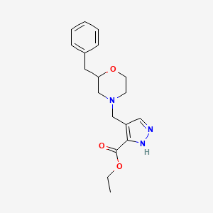molecular formula C18H23N3O3 B5969793 ethyl 4-[(2-benzyl-4-morpholinyl)methyl]-1H-pyrazole-3-carboxylate 