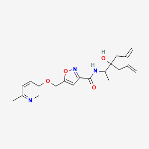molecular formula C20H25N3O4 B5969818 N-(2-allyl-2-hydroxy-1-methyl-4-penten-1-yl)-5-{[(6-methyl-3-pyridinyl)oxy]methyl}-3-isoxazolecarboxamide 
