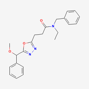 molecular formula C22H25N3O3 B5969863 N-benzyl-N-ethyl-3-{5-[methoxy(phenyl)methyl]-1,3,4-oxadiazol-2-yl}propanamide 