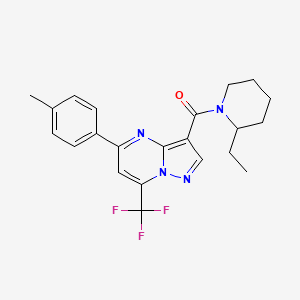 molecular formula C22H23F3N4O B5969873 3-[(2-ethyl-1-piperidinyl)carbonyl]-5-(4-methylphenyl)-7-(trifluoromethyl)pyrazolo[1,5-a]pyrimidine 