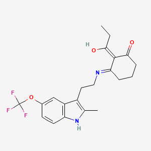 molecular formula C21H23F3N2O3 B5969886 3-({2-[2-methyl-5-(trifluoromethoxy)-1H-indol-3-yl]ethyl}amino)-2-propionylcyclohex-2-en-1-one 