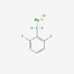 molecular formula C7H5BrF2Mg B596990 2,6-Difluorobenzylmagnesium bromide, 0.25M in 2-MeTHF CAS No. 107549-26-8