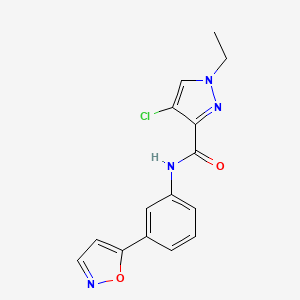 molecular formula C15H13ClN4O2 B5969906 4-chloro-1-ethyl-N-(3-isoxazol-5-ylphenyl)-1H-pyrazole-3-carboxamide 