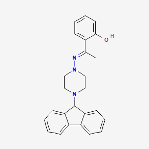 molecular formula C25H25N3O B5969952 2-{N-[4-(9H-fluoren-9-yl)-1-piperazinyl]ethanimidoyl}phenol 