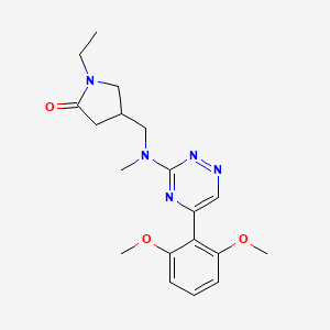 molecular formula C19H25N5O3 B5969969 4-{[[5-(2,6-dimethoxyphenyl)-1,2,4-triazin-3-yl](methyl)amino]methyl}-1-ethyl-2-pyrrolidinone 